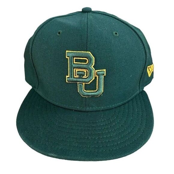 New Era 59fifty NCAA Baylor University Bears Green Gold Fitted Hat 7 5/8 - Picture 1 of 4